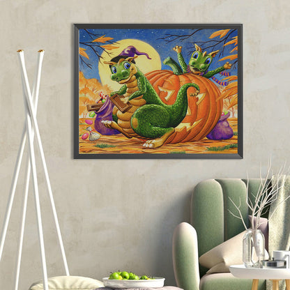 Pumpkin Dinosaur - Full Round Drill Diamond Painting 50*40CM