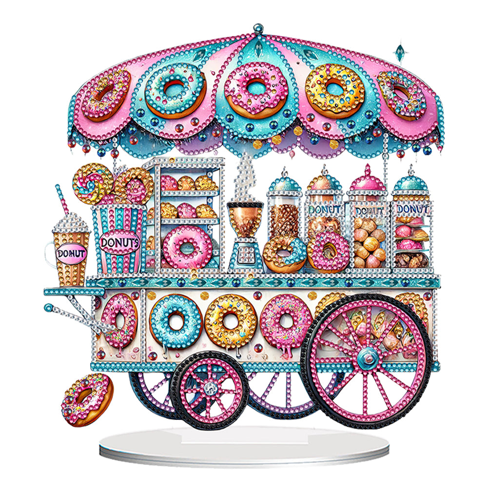 Acrylic Special Shape Donut Cart Diamond Painting Desktop Ornaments for Beginner