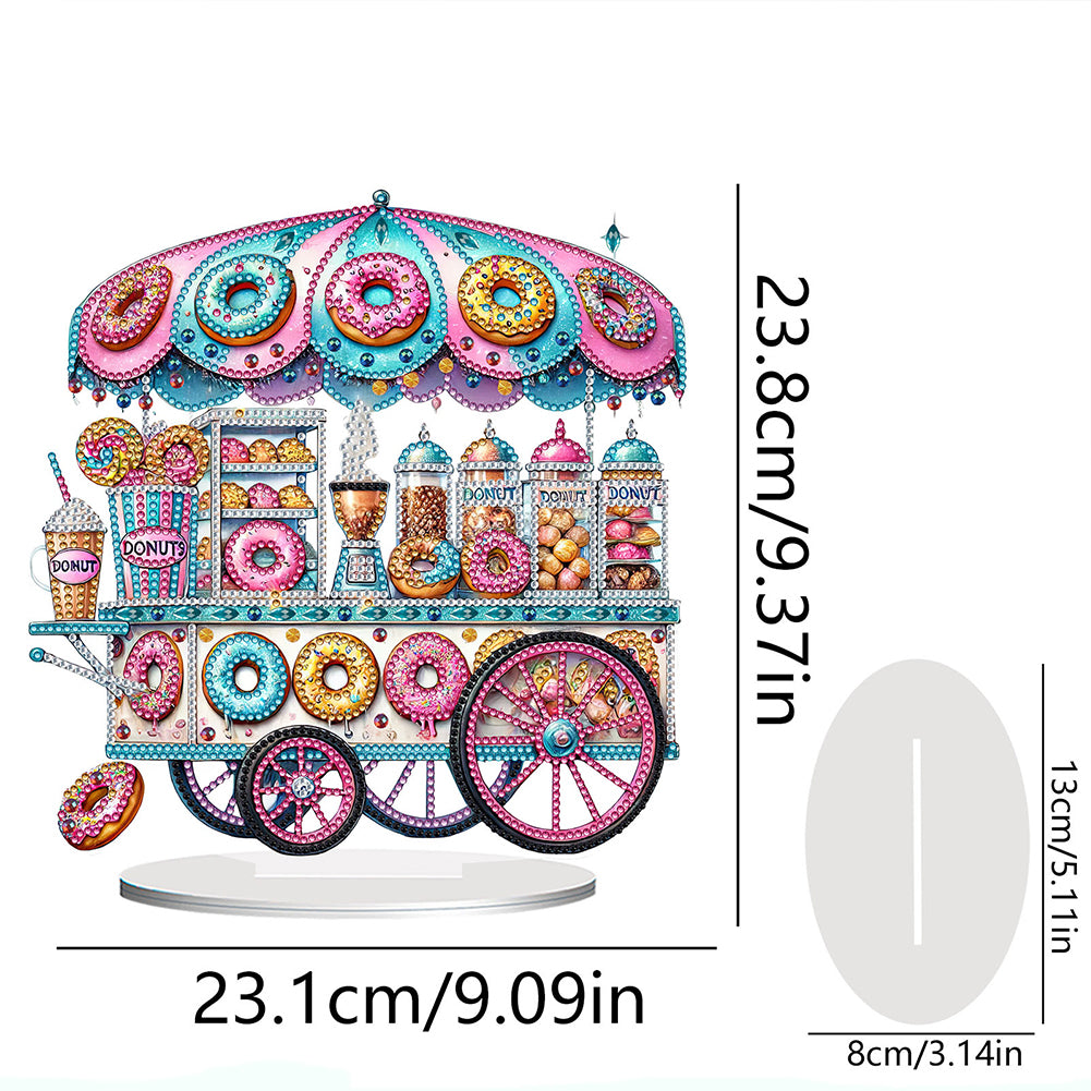 Acrylic Special Shape Donut Cart Diamond Painting Desktop Ornaments for Beginner