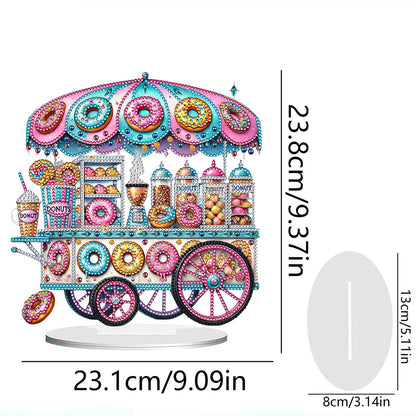 Acrylic Special Shape Donut Cart Diamond Painting Desktop Ornaments for Beginner