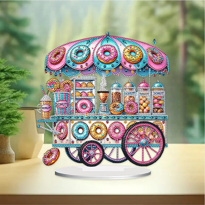 Acrylic Special Shape Donut Cart Diamond Painting Desktop Ornaments for Beginner