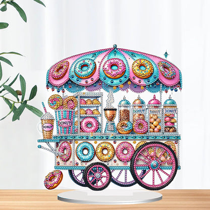 Acrylic Special Shape Donut Cart Diamond Painting Desktop Ornaments for Beginner