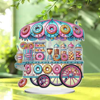 Acrylic Special Shape Donut Cart Diamond Painting Desktop Ornaments for Beginner