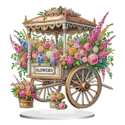 Acrylic Special Shape Flower Cart Diamond Painting Desktop Ornament for Beginner