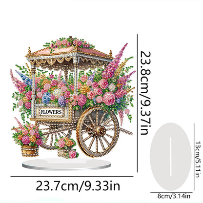 Acrylic Special Shape Flower Cart Diamond Painting Desktop Ornament for Beginner