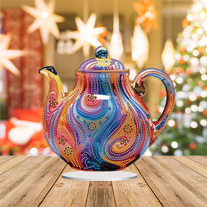 Acrylic Special Shape Artistic Tea Pot Desktop Diamond Painting Ornaments