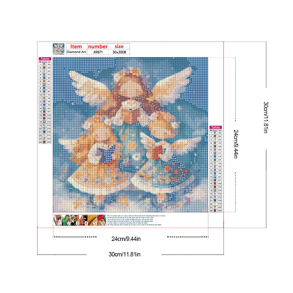 Three Angel Little Girls - Full Round Drill Diamond Painting 30*30CM