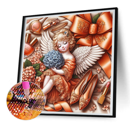 Orange Hydrangea Angel Girl - Full Round Drill Diamond Painting 30*30CM