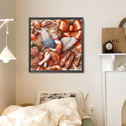 Orange Hydrangea Angel Girl - Full Round Drill Diamond Painting 30*30CM