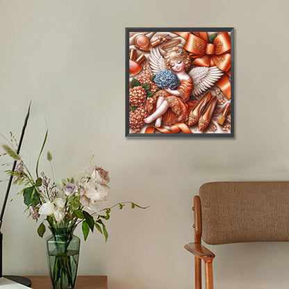 Orange Hydrangea Angel Girl - Full Round Drill Diamond Painting 30*30CM