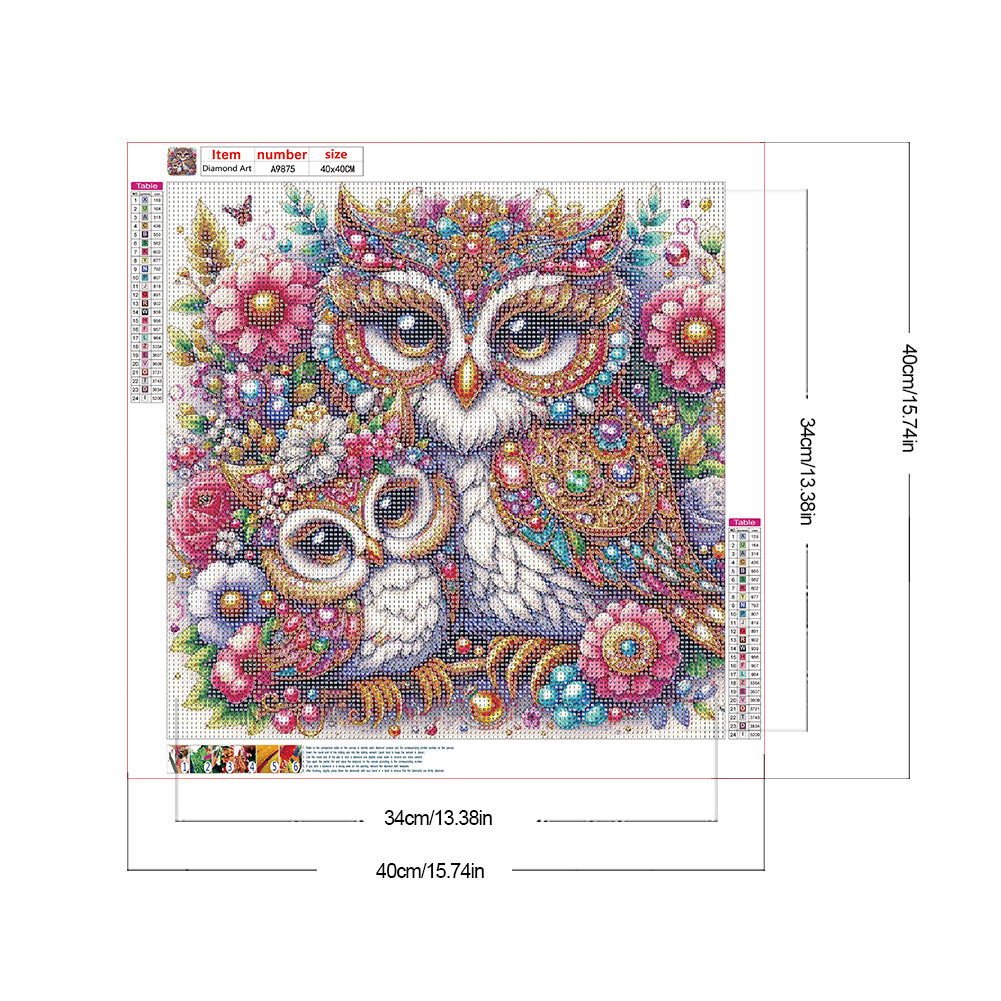 Pearl Double Owl - Full Round Drill Diamond Painting 40*40CM