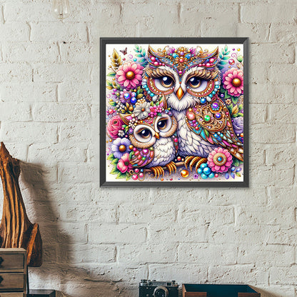 Pearl Double Owl - Full Round Drill Diamond Painting 40*40CM