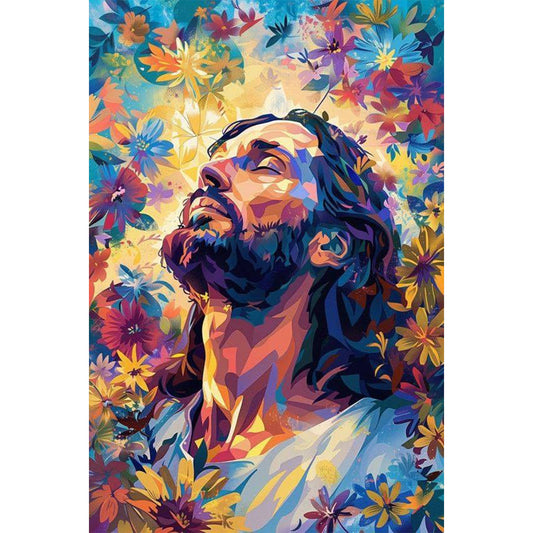 Floral Jesus - Full Round Drill Diamond Painting 40*60CM