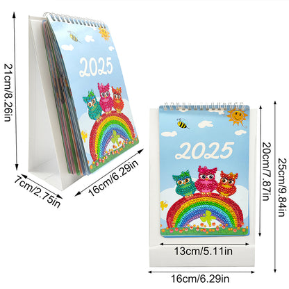 Paper Special Shaped Rainbow Owls 5D DIY Manual Monthly Calendar for Bedroom