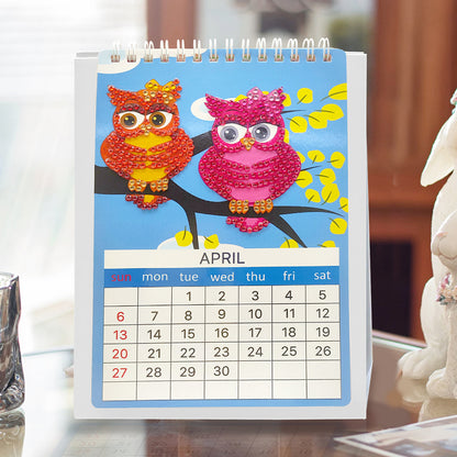 Paper Special Shaped Rainbow Owls 5D DIY Manual Monthly Calendar for Bedroom