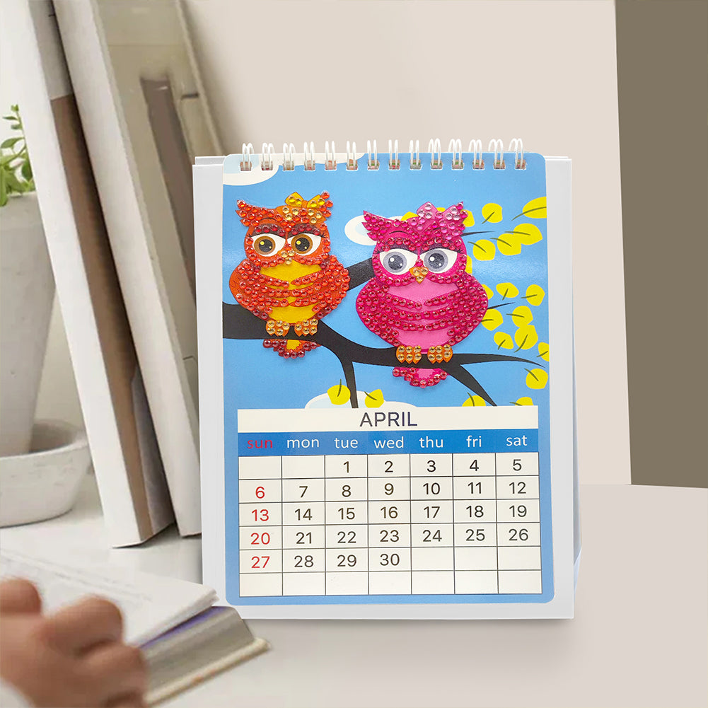 Paper Special Shaped Rainbow Owls 5D DIY Manual Monthly Calendar for Bedroom