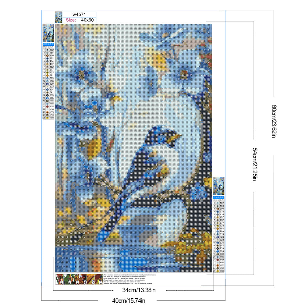 Blue Bird - Full Round Drill Diamond Painting 40*60CM