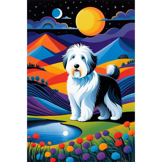 Geometric Dog - Full Round Drill Diamond Painting 40*60CM