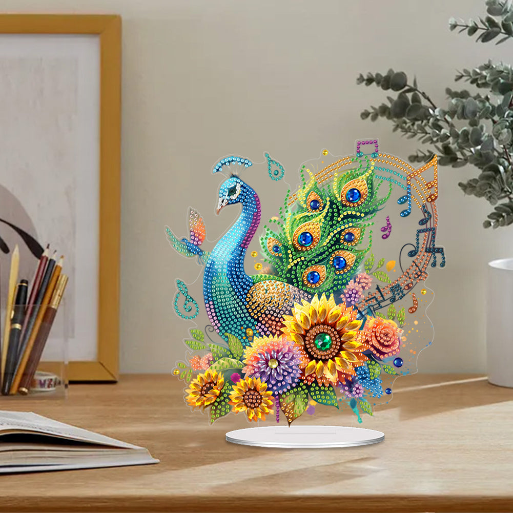 Acrylic Special Shape Peacock Diamond Painting Desktop Ornaments for Home Decor