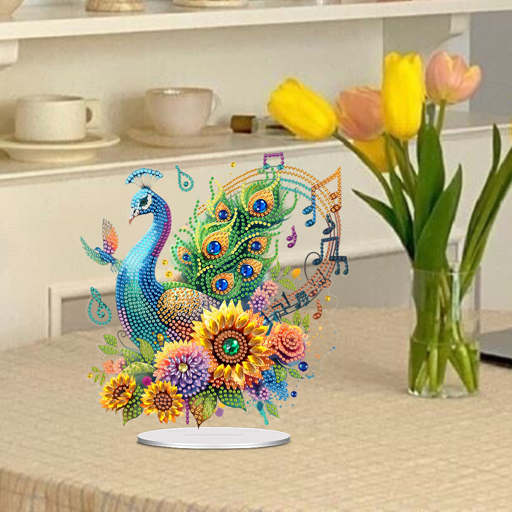 Acrylic Special Shape Peacock Diamond Painting Desktop Ornaments for Home Decor