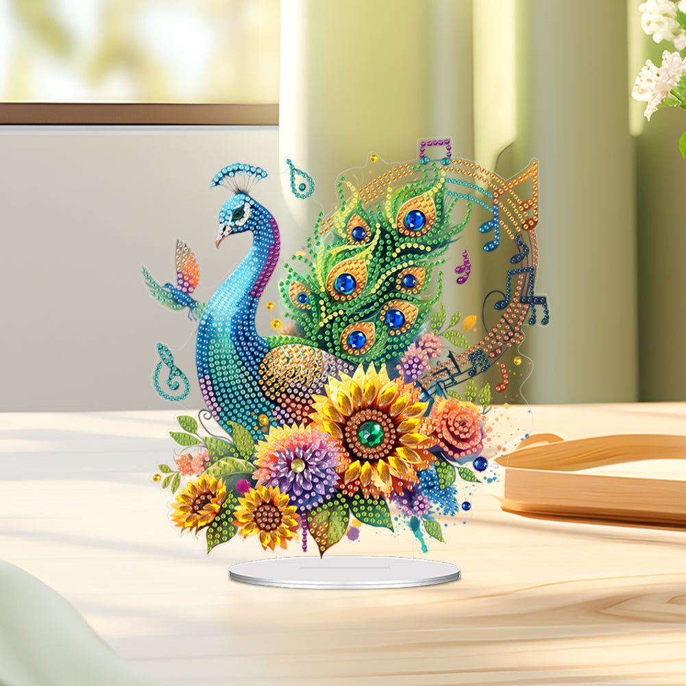 Acrylic Special Shape Peacock Diamond Painting Desktop Ornaments for Home Decor