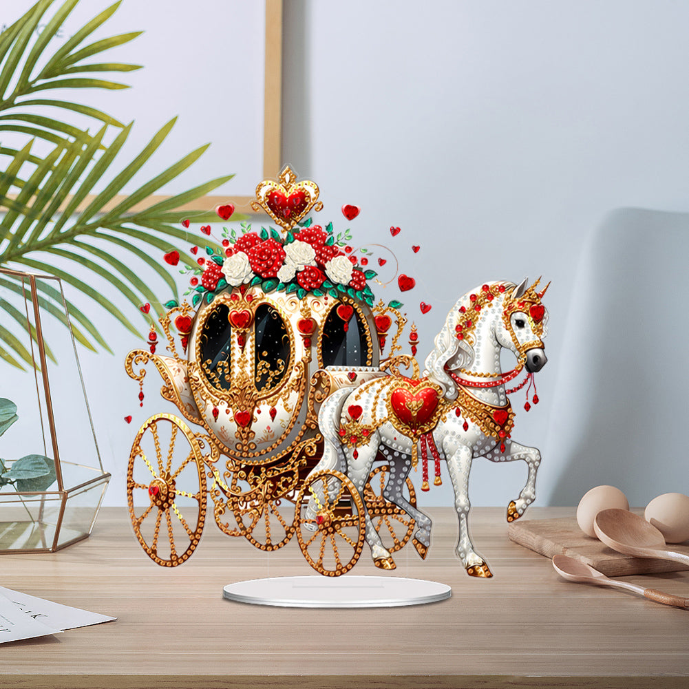 Acrylic Special Shape Flower Carriage Diamond Painting Desktop Ornaments