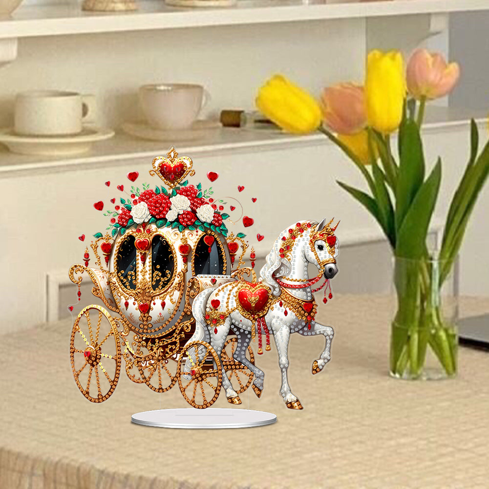 Acrylic Special Shape Flower Carriage Diamond Painting Desktop Ornaments