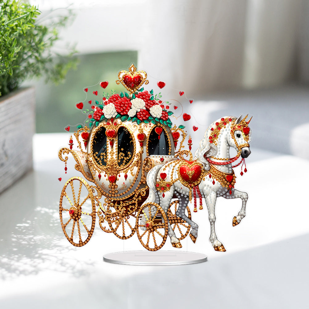 Acrylic Special Shape Flower Carriage Diamond Painting Desktop Ornaments