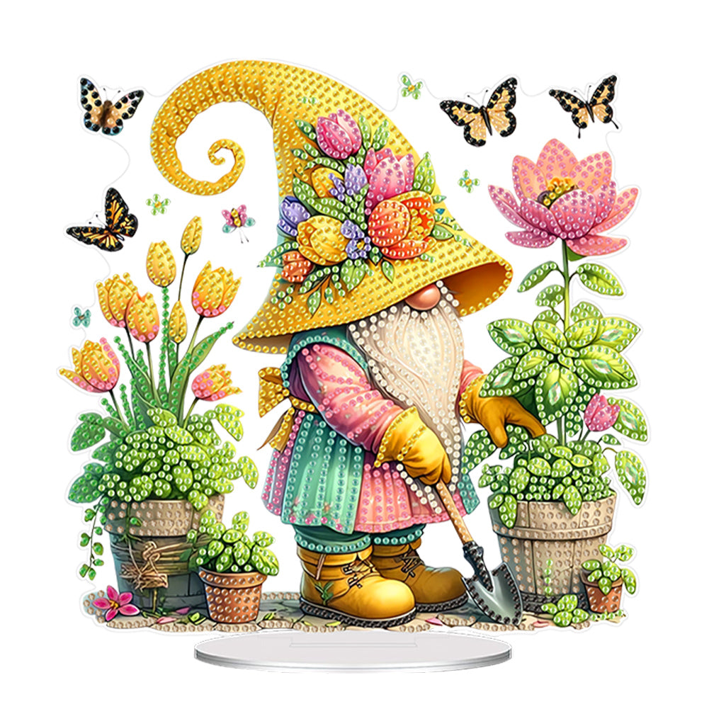 Acrylic Special Shape Garden Gnome Diamond Painting Desktop Ornaments for Home