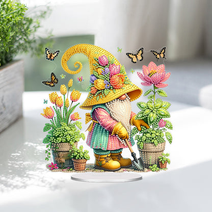 Acrylic Special Shape Garden Gnome Diamond Painting Desktop Ornaments for Home