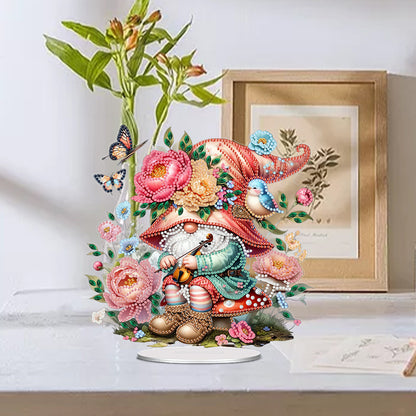 Acrylic Special Shape Spring Gnome Diamond Painting Desktop Ornaments for Home