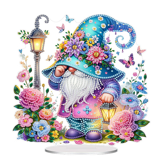 Acrylic Special Shape Flower Gnome Diamond Painting Desktop Ornaments for Home