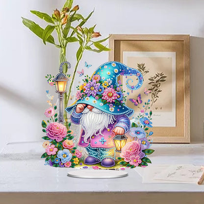 Acrylic Special Shape Flower Gnome Diamond Painting Desktop Ornaments for Home