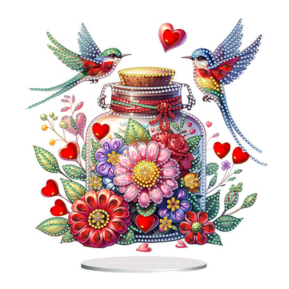 Acrylic Special Shaped Flower Bird Wish Bottle Desktop Diamond Art Kits for Home