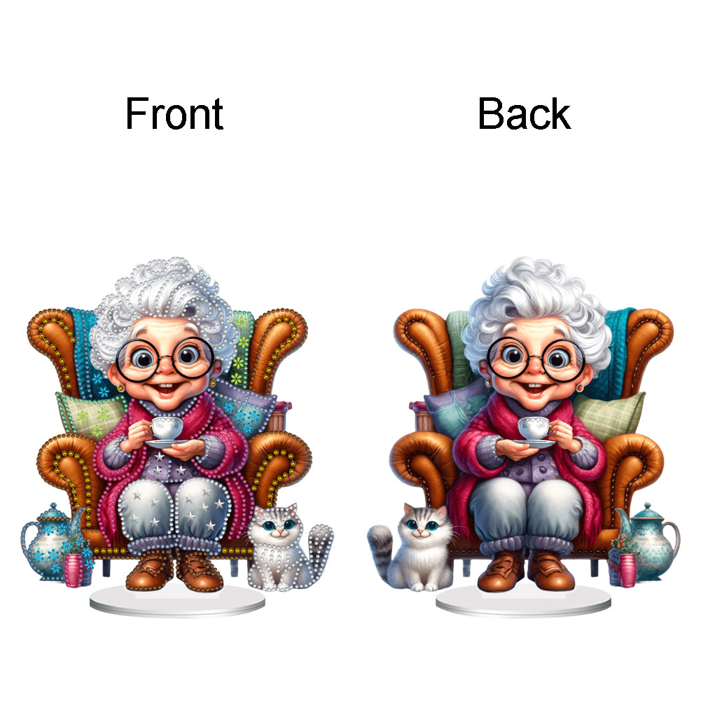 Acrylic Special Shaped Grandma Leisure Time Diamond Painting Desktop Decorations