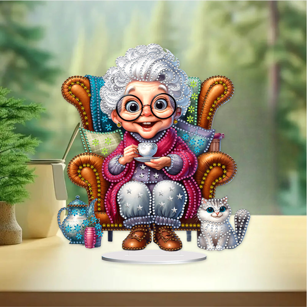 Acrylic Special Shaped Grandma Leisure Time Diamond Painting Desktop Decorations