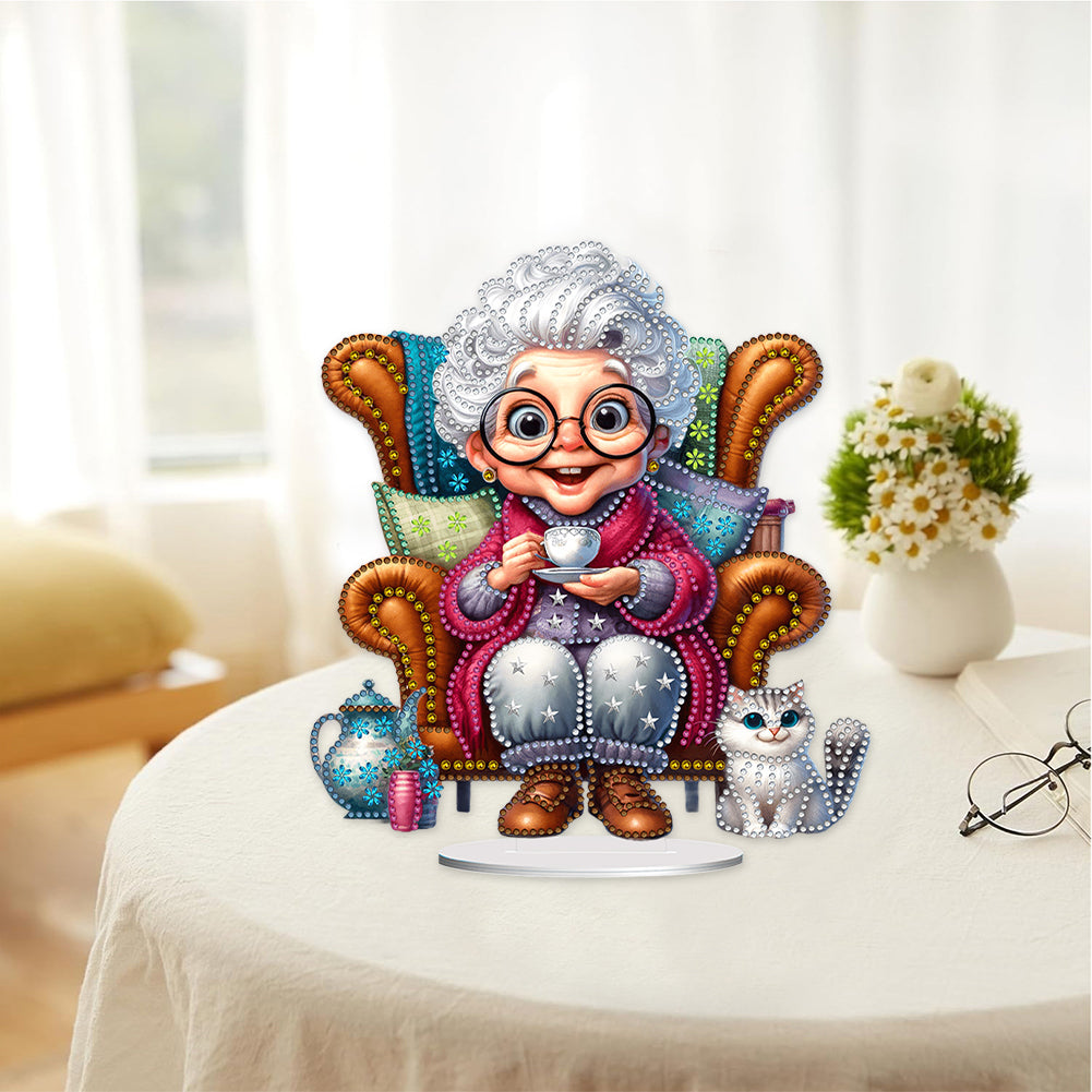 Acrylic Special Shaped Grandma Leisure Time Diamond Painting Desktop Decorations