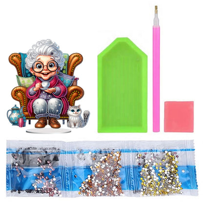 Acrylic Special Shaped Grandma Leisure Time Diamond Painting Desktop Decorations