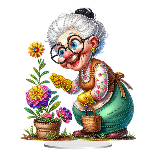 Acrylic Special Shaped Grandma Leisure Time Diamond Painting Desktop Decorations