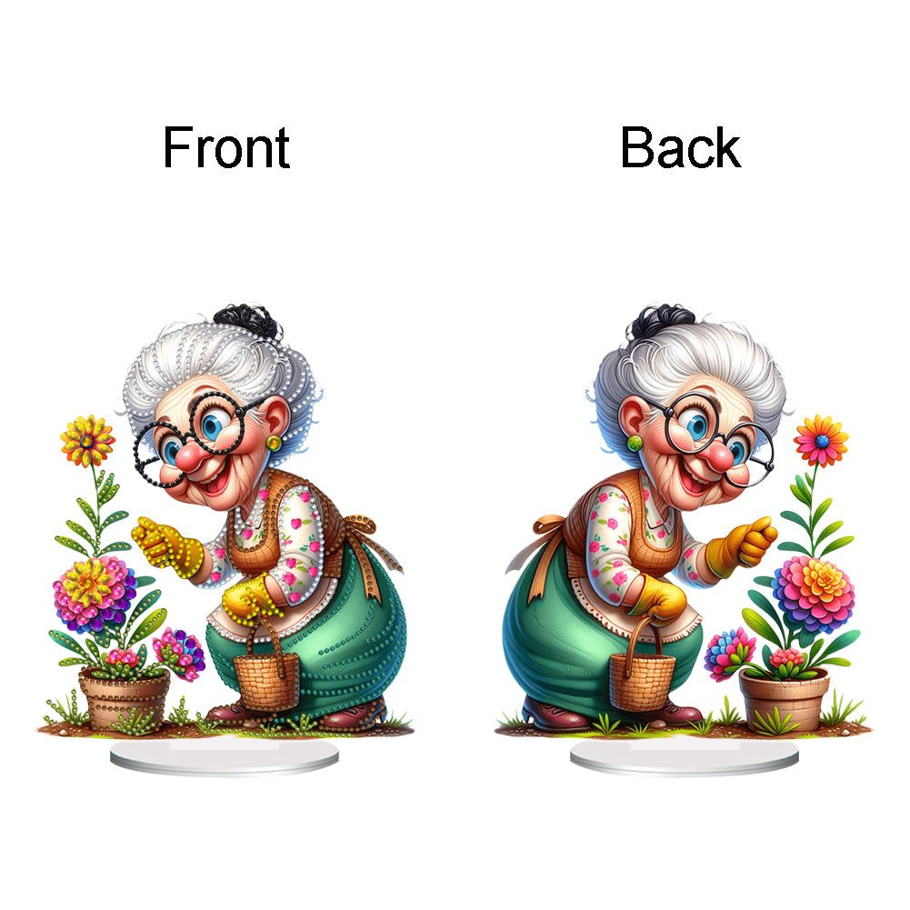 Acrylic Special Shaped Grandma Leisure Time Diamond Painting Desktop Decorations