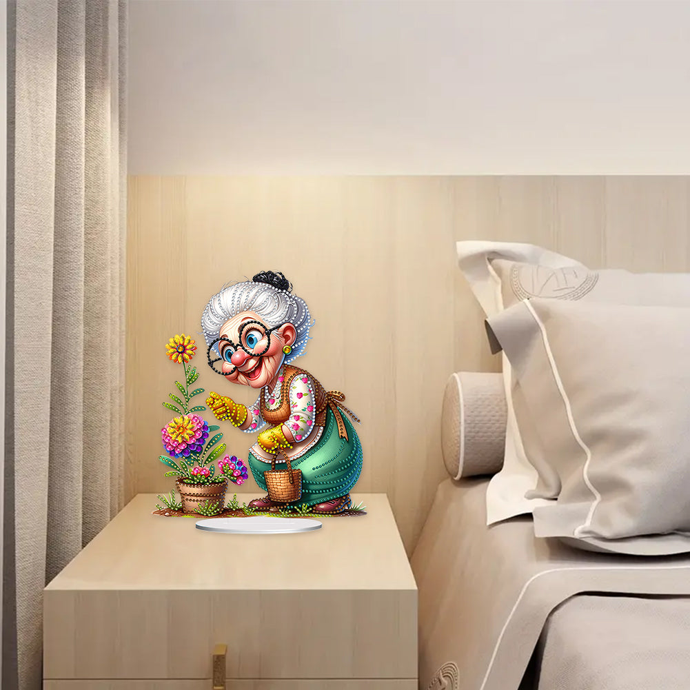 Acrylic Special Shaped Grandma Leisure Time Diamond Painting Desktop Decorations