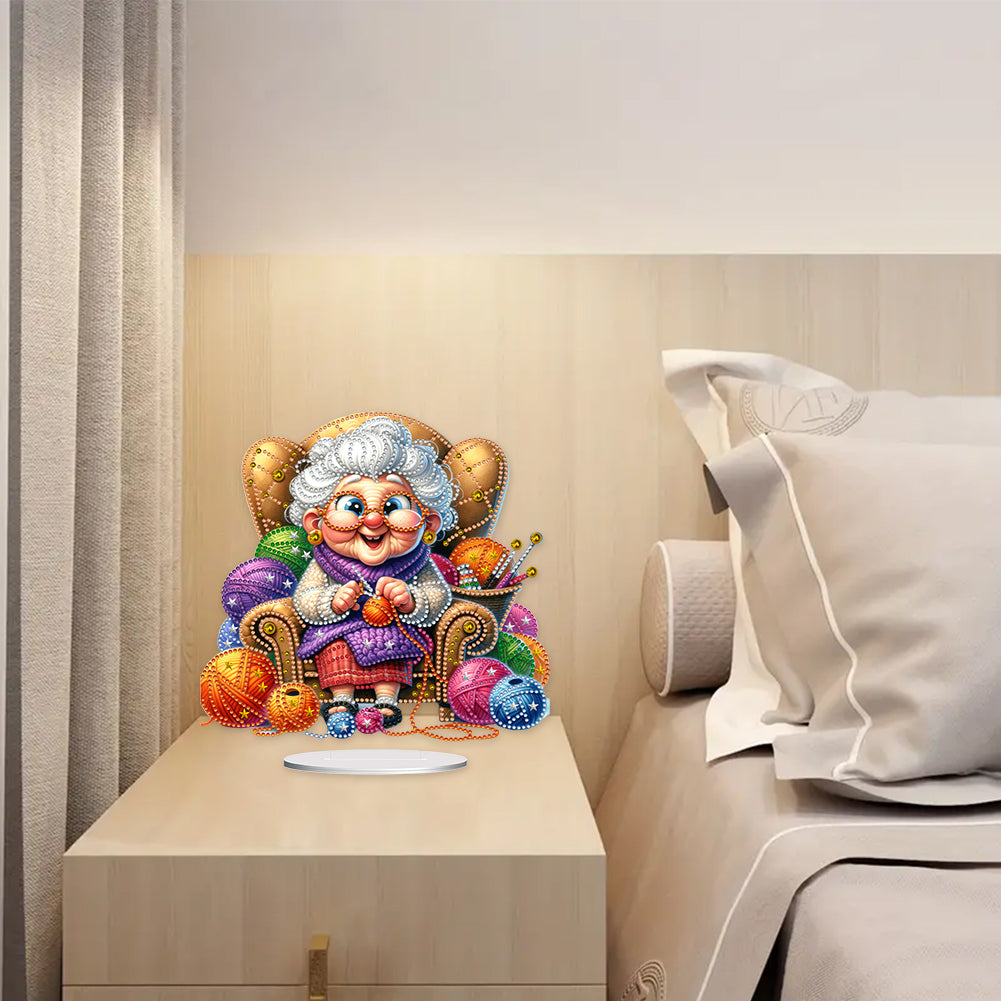 Acrylic Special Shaped Grandma Leisure Time Diamond Painting Desktop Decorations