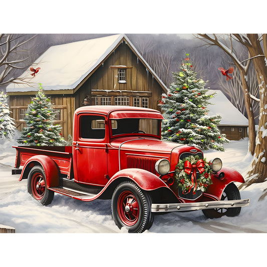 Red Classic Car - Full Round Drill Diamond Painting 40*30CM