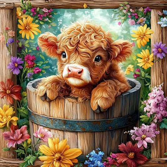 Flowers And Little Yak - Full Round Drill Diamond Painting 30*30CM