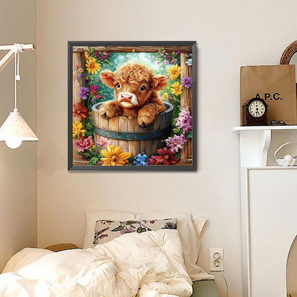 Flowers And Little Yak - Full Round Drill Diamond Painting 30*30CM