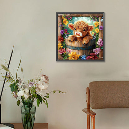 Flowers And Little Yak - Full Round Drill Diamond Painting 30*30CM