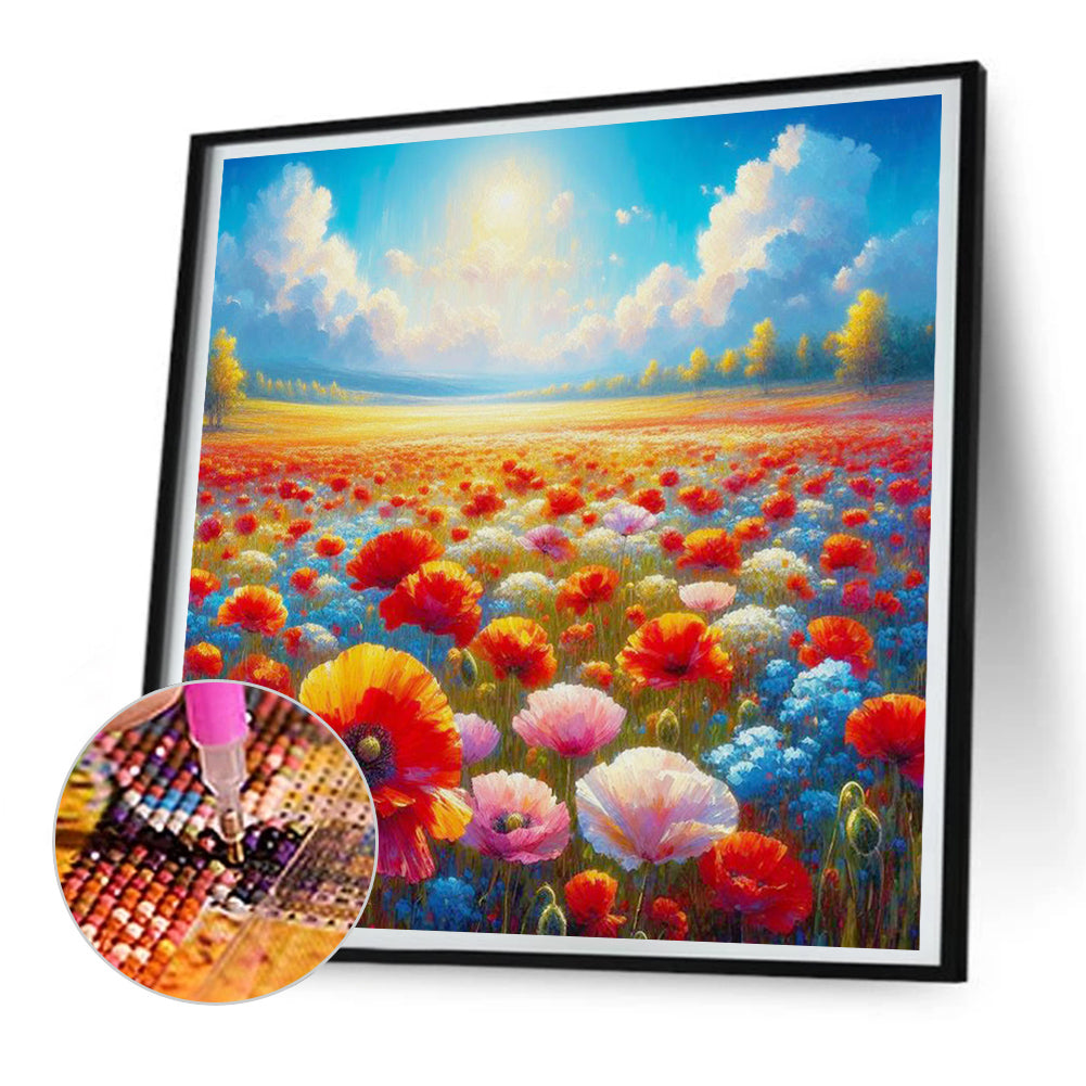 Clear Sky And Sea Of Flowers - Full Round Drill Diamond Painting 30*30CM