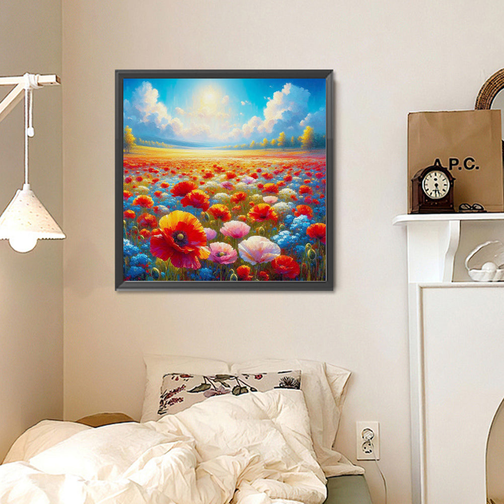 Clear Sky And Sea Of Flowers - Full Round Drill Diamond Painting 30*30CM