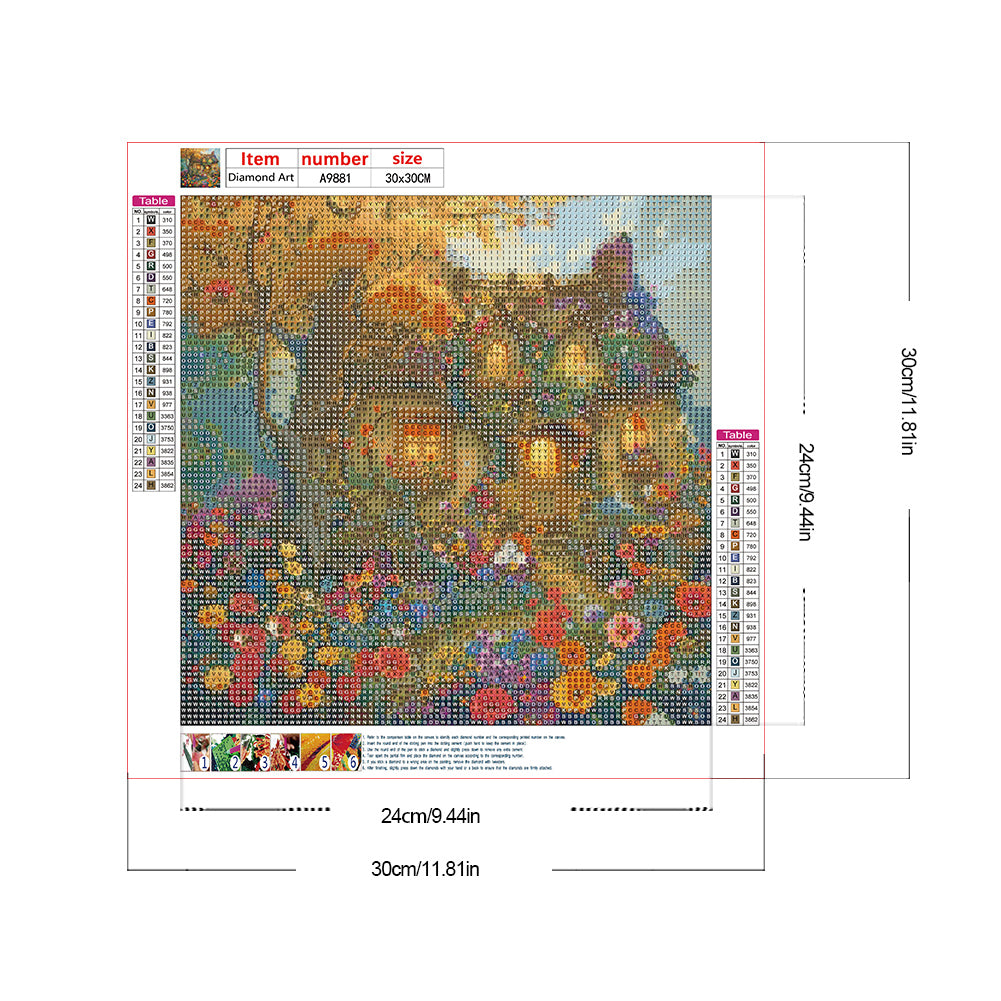 A Quaint Cottage Among Flowers - Full Round Drill Diamond Painting 30*30CM