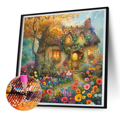 A Quaint Cottage Among Flowers - Full Round Drill Diamond Painting 30*30CM